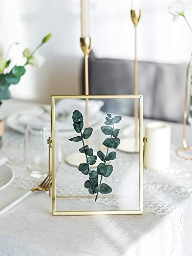 AceList Metal Picture Frames, Set of 3 Ornate Minimal Floating Edge Clear Glass Table Top Easel Stand Photo Frames in Gold, 5 x 7, Assortment Variety