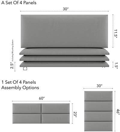 Vänt Wall Mounted Headboard Panels, Queen/Full, Vintage Leather Light Grey