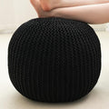 Pouf Ottoman Stuffed Round Modern Foam Filled Foot Rest Poufs for Living Room Chair Decorative 20 X 14 Inches Boho Relax Stool for Wedding Christmas Party, (Black, 20 Inch)