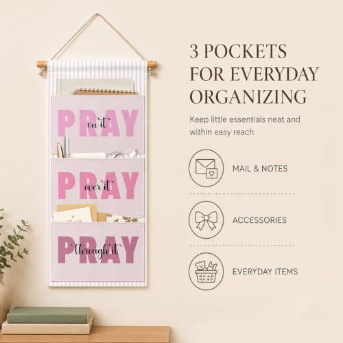 IAXIC Prayer Wall Hanging Organizer, Canvas Storage for Nursery Room