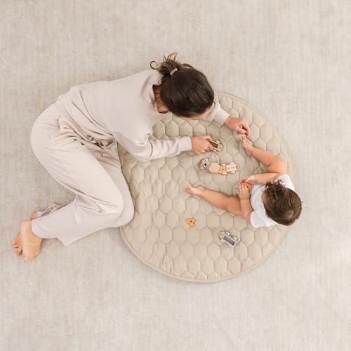Comfy Cubs Round Kids Play Mat Small 36in Baby Floor Mat - Sand