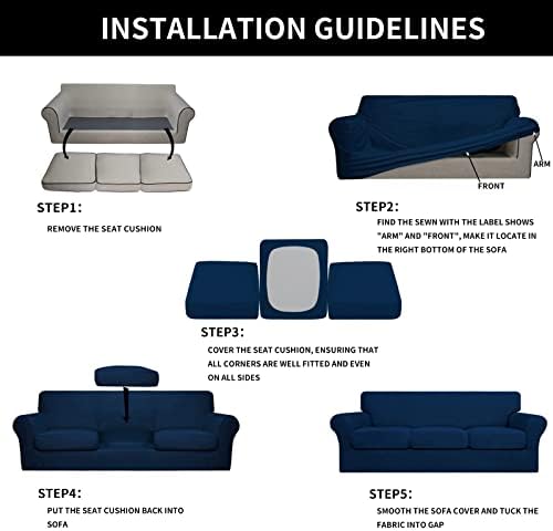 Easy-Going 4 Pieces Stretch Sofa Cover for 3 Cushion Couch Washable