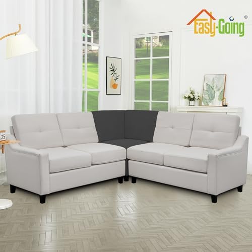Easy-Going Stretch Soft Sectional Corner Sofa Couch Slipcover Dark Gray