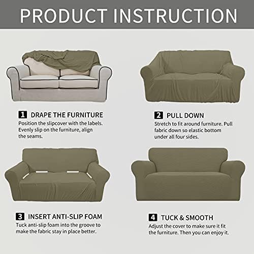 Easy-Going Stretch Oversized Loveseat Couch Covers Washable Khaki