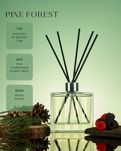 M&SENSE Reed Diffuser Set, Pine Forest, 7.04 oz Natural Essential Oil