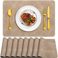 ADRIMER Fall Placemats Set of 8, Heat Resistant Faux Leather, Apricot