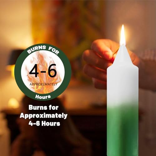 NJAO HOO Green Christmas Candles 5 Inch Short Taper Candle Metallic Candlesticks Unscented Candle Set for Home Decor Christmas Party Dinner Candles, 4 Pack