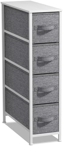 Sorbus 4-Drawer Narrow Dresser for Bedroom (White/Gray)