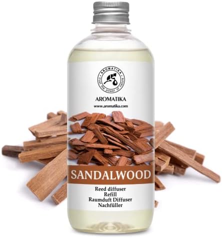 Reed Diffuser Refill Sandalwood 17 Fl Oz (500ml) - Room Diffuser - Home Fragrance - Scented Diffusers for Aromatherapy - Air freshener - Fresh/Intensive Fragrance