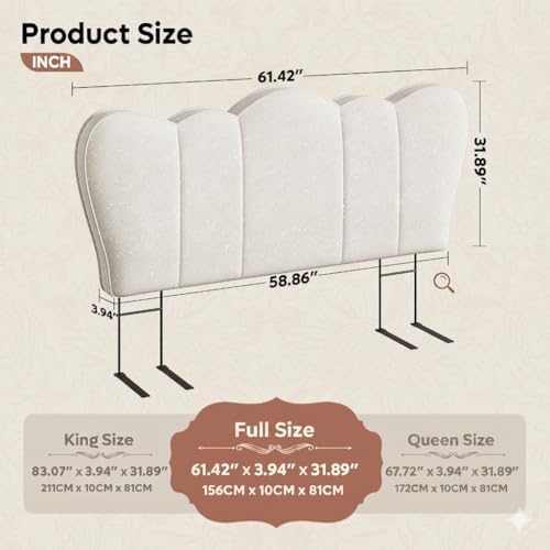 Pinmoco Full Scalloped Upholstered Headboard, Beige