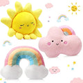 Queekay Set of 3 Kids Cloud Rainbow Pillows Sun Plush Decor, Cute Style