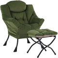 Welnow Lazy Chair with Ottoman, Reading Chair with Footrest, Army Green