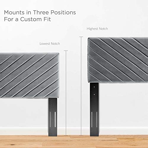 Modway Alyson Angular Channel Tufted Performance Velvet California King Headboard in Charcoal, King King, Model:MOD-6145-CHA