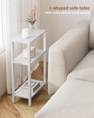 TUTOTAK Narrow Side Table, 3-Tier Small End Table for Couch