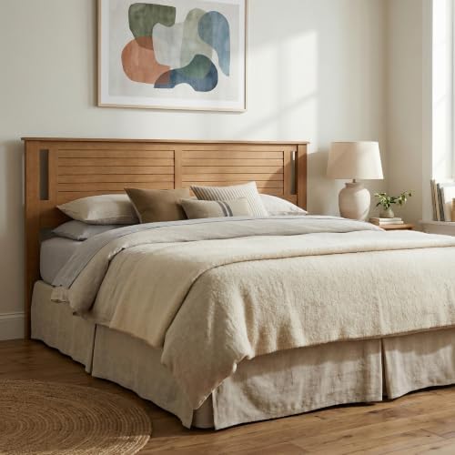 ComfIQ Serene Wood Panel Headboard with Horizontal Scoring, Queen, Pine