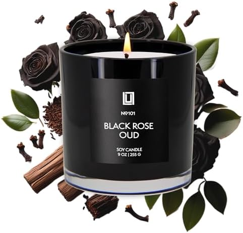 Lulu Candles Black Rose & Oud Scented Soy Jar Candle, 9 Oz.