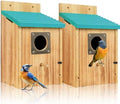 2 Pack Bird Houses for Outside, Cedar Outdoor Garden Bluebird House