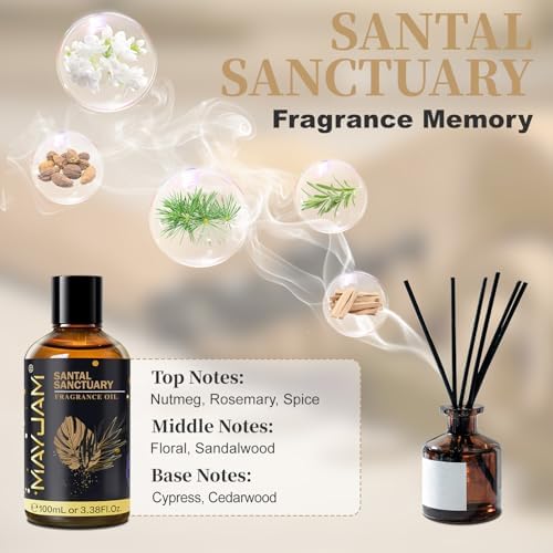 MAYJAM Santal Sanctuary Fragrance Oil for Diffusers, 100ML/3.38FL.OZ