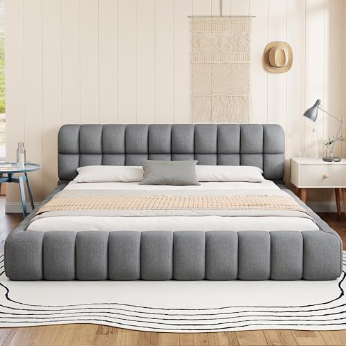 Merax Modern Tufted Platform Bed with Headboard,