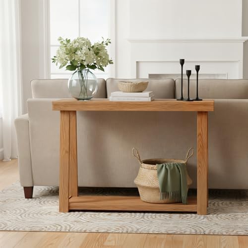 Plank+Beam Classic Console Table, with Shelf, 46 Inch, Pecan
