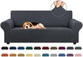 KEKUOU Stretch Couch Covers for Sofa, 3 Cushion Couch Slipcover,Charcoal