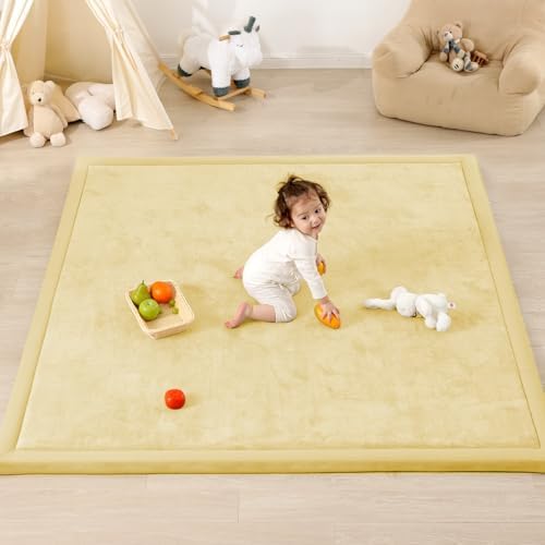 1.3" Thick Baby Play Mat, 50x50 Foam Tummy Time Mat – Vanilla