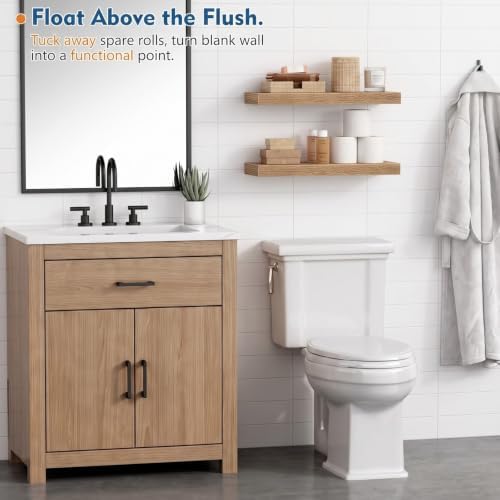 Elm Floating Shelves 24 Inch, Wooden Wall Shelves for Bathroom