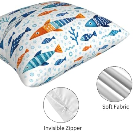 Fish Decorative Throw Pillow Covers 18x18 Inch Set of 4