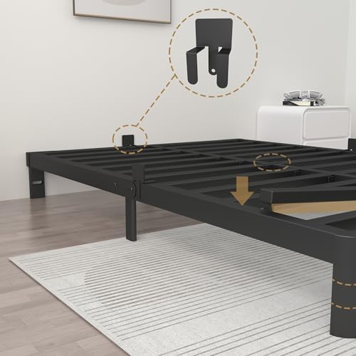ITIMIDI 6 Inch King Platform Bed, Heavy Duty Steel, No Box Spring, Black