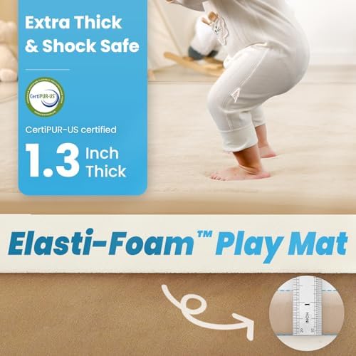 1.3" Thick Baby Play Mat for Floor,79x79 Large Memory Foam Tummy Time Mat