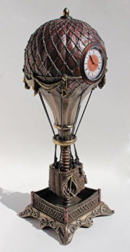 Veronese 12 1/4 Inch Steampunk Hot Air Balloon Clock Cold Cast Resin Bronze Finish Sculpture