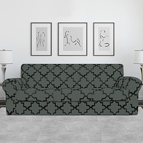 Easy-Going 4 Pieces Stretch Sofa Cover for 3 Cushion Couch Washable