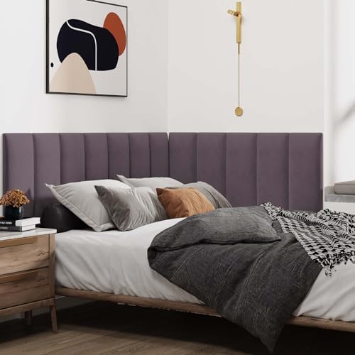 IFNOW Wall Mounted Headboard, Peel and Stick Panels, Dark Purple, Queen