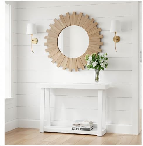 Plank+Beam Classic Console Table, with Shelf, 46 Inch, White