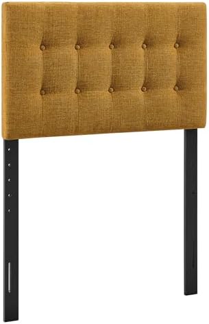 Modway Emily Twin Size Fabric Headboard in Copper - Linen-Like Upholstery with Button Tufting and 7 Adjustable Height Positions