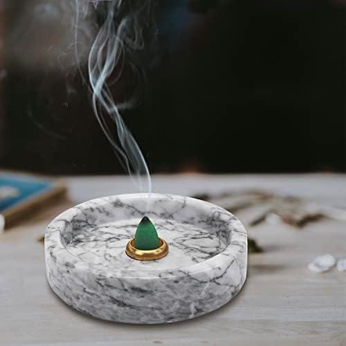 Natural Marble Palo Santo Holder,Incense Burner for Palo Santo Sticks, Handmade Stick Incense Holder Ideal for Smudging, Incense Burning, Decoration.Easily Grab All Incense Ash (White)