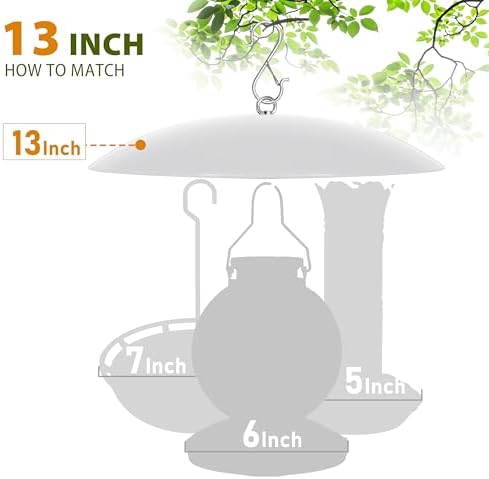 13" Bird Feeder Rain Guard, Hummingbird Feeder Shade Dome Cover, Hanging Baffle for Bird Feeder Pole,Smart Birds Feeder's Umbrella(Translucent), 2 Pack