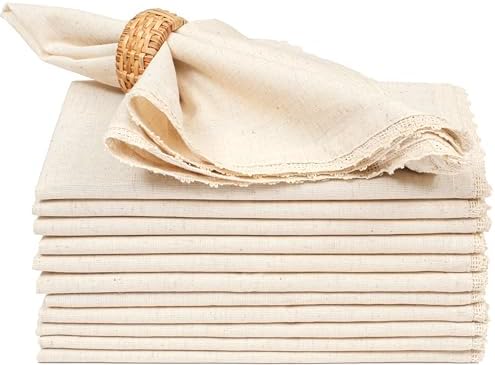 Lightnpro Cotton Flax Dinner Napkins, 18x18 Inch, Natural, Set of 12