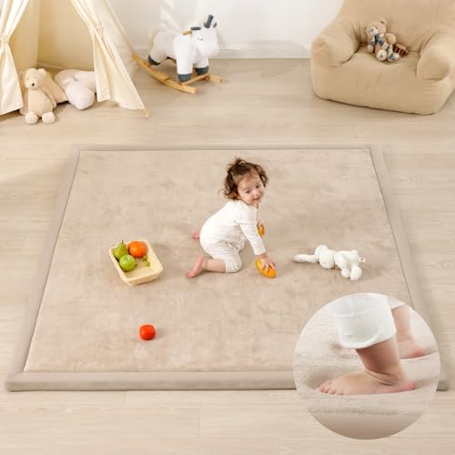 1.3" Thick Baby Play Mat for Floor,79x79 Large Memory Foam Tummy Time Mat
