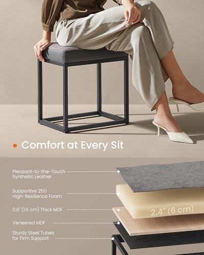 SONGMICS HOME Ottoman, Square Coffee Table, Reversible Top, Steel Frame