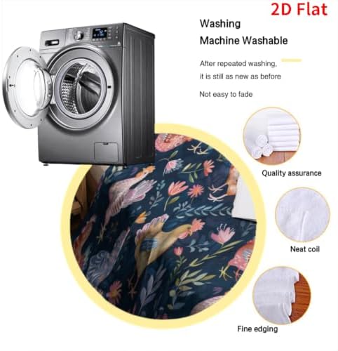 Chicken Rooster Floral Blanket 60"x80", Soft Lightweight Throw Blanket for Kids Teens Adults, All Season Cozy Decorative Blanket for Sofa Bed Couch Travel