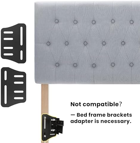 Kingfun Tufted Upholstered Full Size Bed Headboard in Modern Button Design, Adjustable Solid Wood Head Board, Premium Linen Fabric Padded Headboards in Bedroom (Grey)