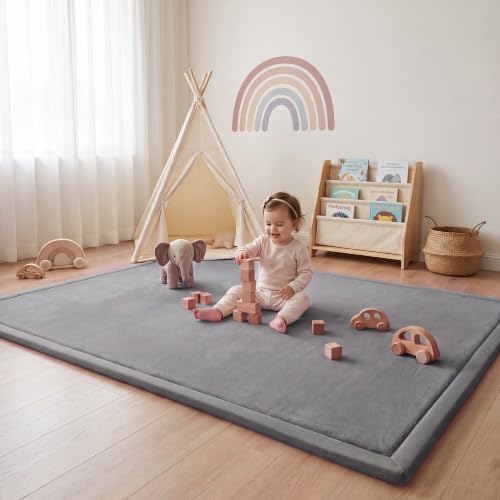 1.3" Thick Baby Play Mat for Floor,39x59 Memory Foam Tummy Time Mat