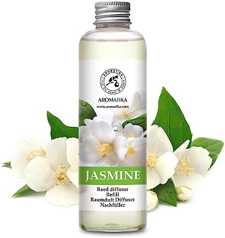 AROMATIKA Jasmine Essential Oil 200ml - Natural Reed Diffuser Refill for Long-Lasting Fragrance - Jasminum Officinale Oil - Air Freshener for Home, Office, Spa, Salon, Restaurant, Cafe, Bar