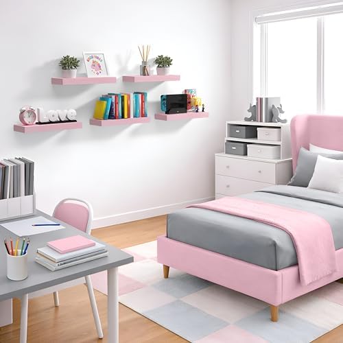 Sorbus 16 Inch Floating Shelves for Wall (3 Pack, Pink)