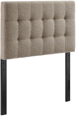 Modway Lily Twin Size Headboard with Biscuit Tufting in Taupe - Fabric Upholstery with Padded Design and 5 Height-Adjustable Mounts