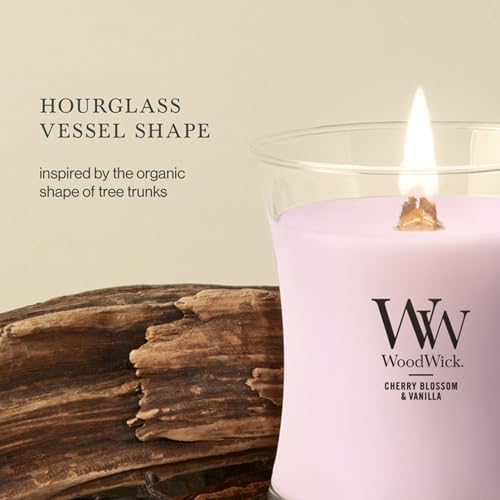 WoodWick Cherry Blossom & Vanilla Scented Candle, Crackling Wick, 9.7oz