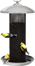 Kingsyard Finch Feeders for Outdoors Hanging, Metal Mesh Tube Bird Feeder for Nyjer/Thistle Seed, 2.5 lbs Large Capacity (Grey)