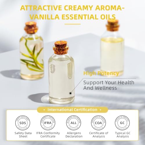HIQILI Vanilla Essential Oil Bulk, Strong Scent for Candle Soap Making