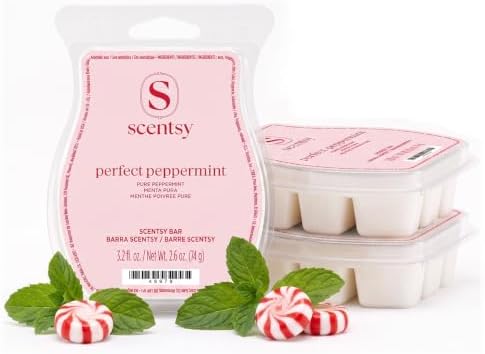 Scentsy Wax Melts, Perfect Peppermint 3 Bar Set, Paraffin Wax, 7.8 oz